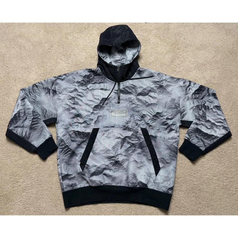 Air Jordan 23 Engineered Grid Printed 1/4 Zip Pullover Hoodie CU9148-100 Size L